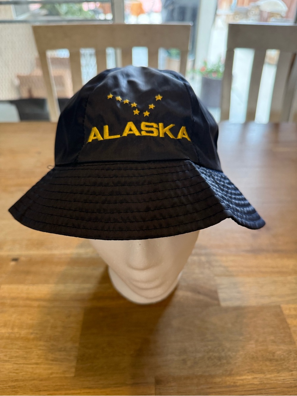 Alaska Black Bucket Hat with Yellow Embroidery